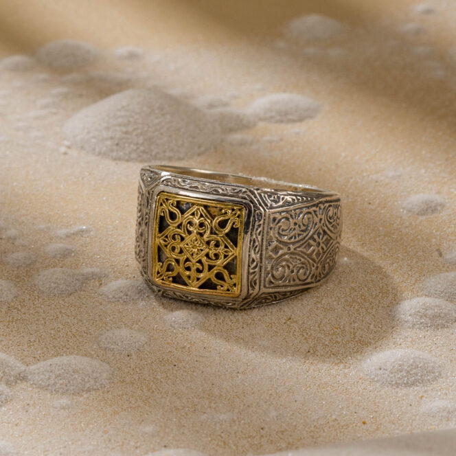 Monastiraki men Ring in 18K Gold and Sterling Silver - Image 4