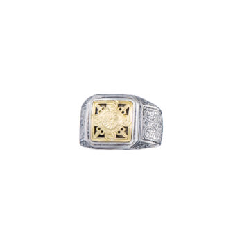 Monastiraki men Ring in 18K Gold and Sterling Silver