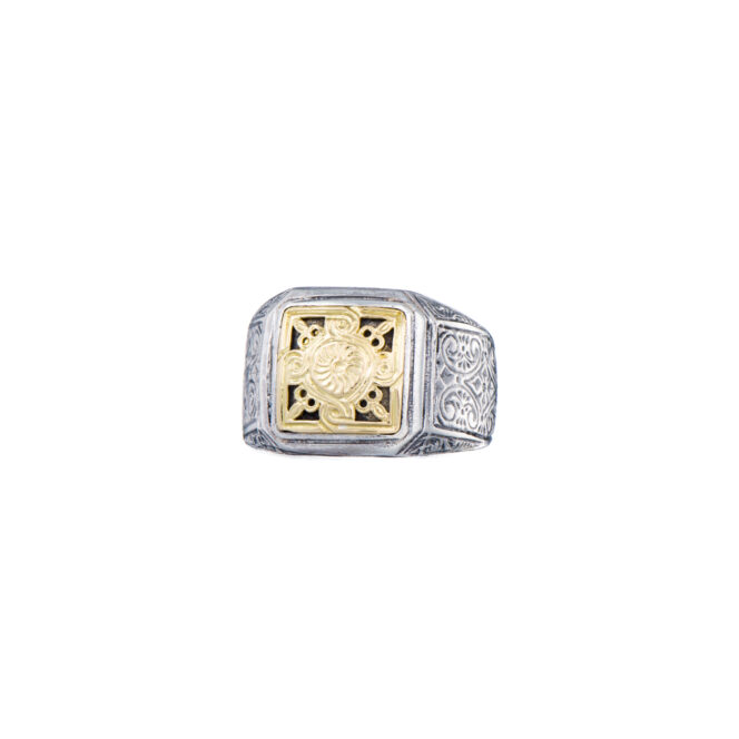 Monastiraki men Ring in 18K Gold and Sterling Silver