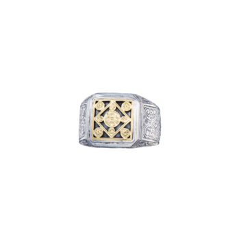 Monastiraki men Ring in 18K Gold and Sterling Silver