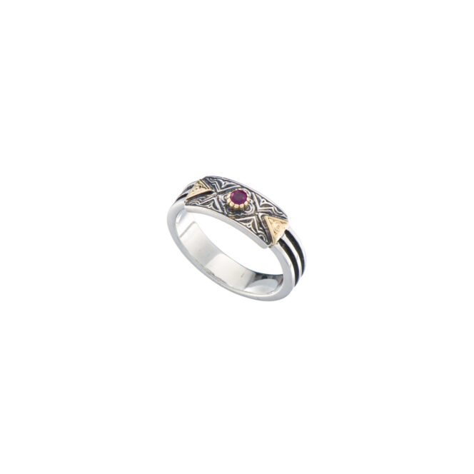 Band Ring in 18K Gold and Sterling silver with ruby - Image 2