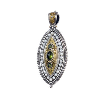 Faidra pendant in 18K Gold and sterling silver with semi precious stones