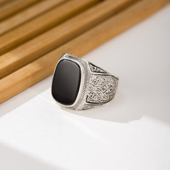 Classic men ring in sterling silver with semi precious stone
