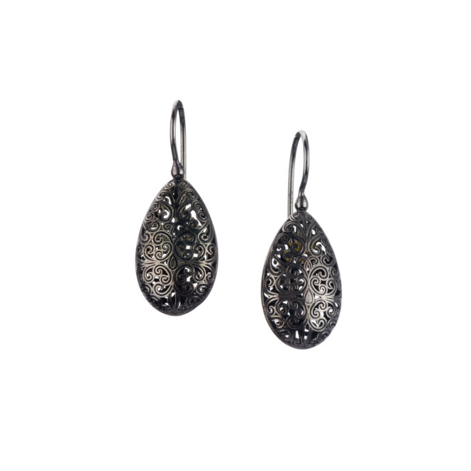 Kallisto teardrop earrings in Black plated silver 925
