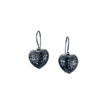 Kallisto Heart earrings in Black plated silver 925