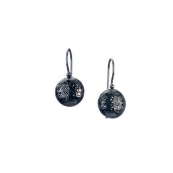 Kallisto Round earrings in Black plated silver 925
