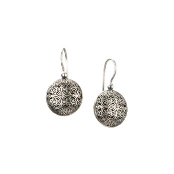 Kallisto Round Earrings in oxidized Silver 925