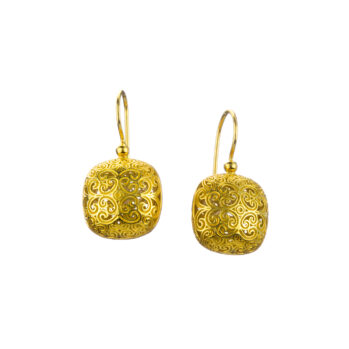Kallisto Cushion Earrings in Gold plated silver 925