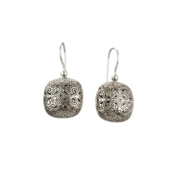 Kallisto Cushion Earrings in oxidized Silver 925