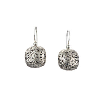 Kallisto Cushion Earrings in oxidized Silver 925