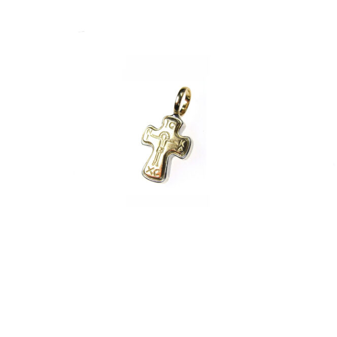 Tiny Byzantine cross in 18K Gold and Silver - Image 4