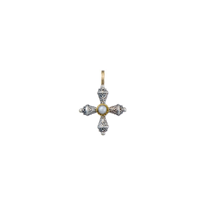 Santorini cross in 18K Gold and sterling silver with Semi precious stone - Image 7