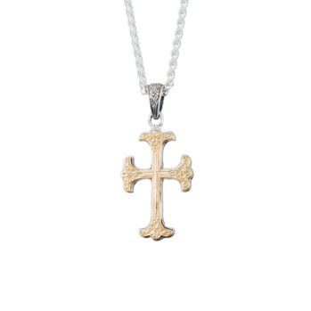 Byzantine cross in 18K Gold and Sterling Silver