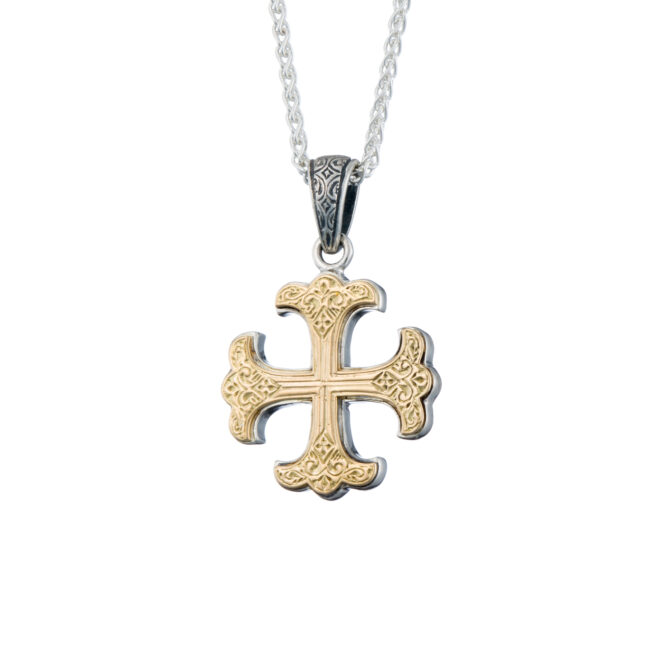 Byzantine cross in 18K Gold and Sterling Silver - Image 3