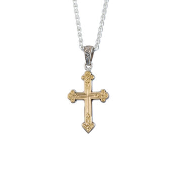 Byzantine cross in 18K Gold and Sterling Silver