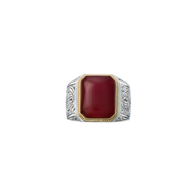 Classic Ring in 18K Gold and Sterling silver with semi precious stone - Image 2