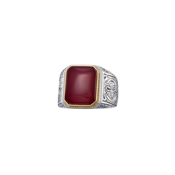 Classic Ring in 18K Gold and Sterling silver with semi precious stone - Image 5