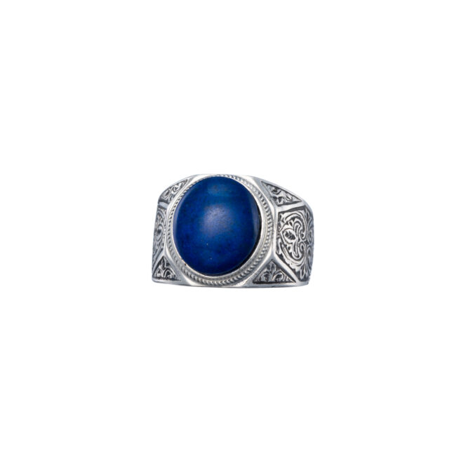 Classic oval Ring in sterling silver with semi precious stone - Image 4
