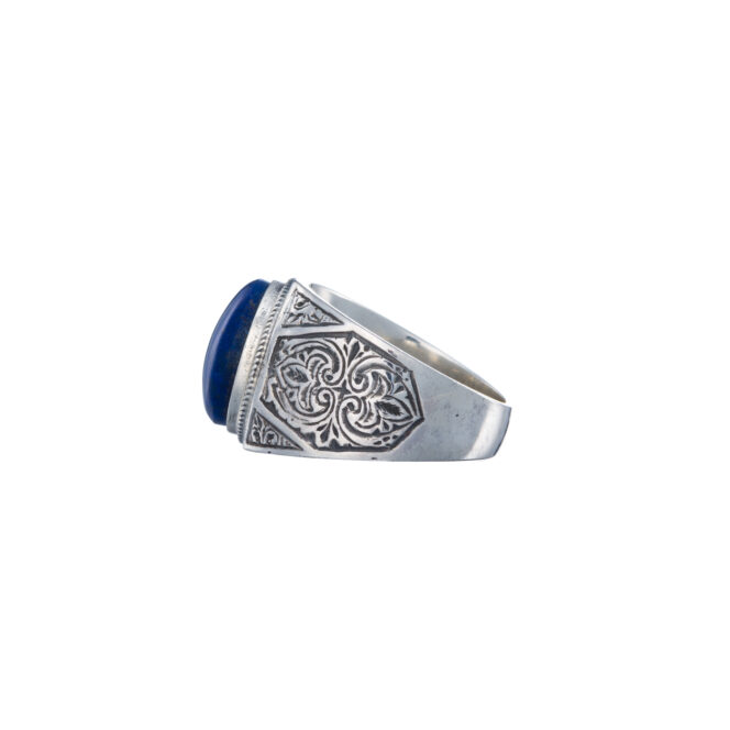 Classic oval Ring in sterling silver with semi precious stone - Image 3
