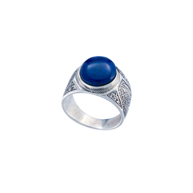 Classic oval Ring in sterling silver with semi precious stone - Image 2