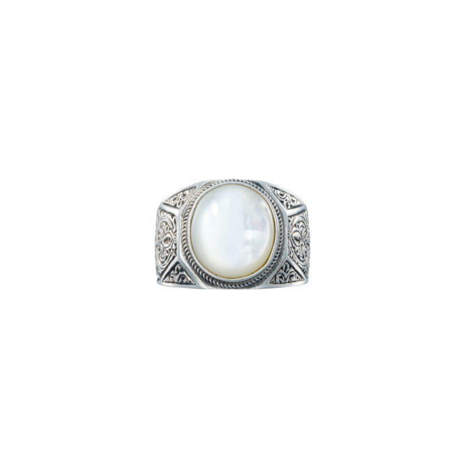 Classic oval Ring in sterling silver with semi precious stone - Image 8
