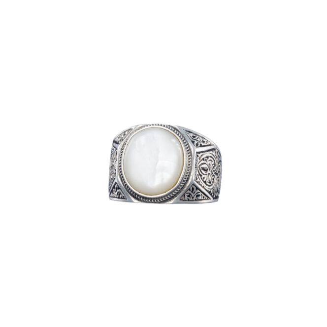 Classic oval Ring in sterling silver with semi precious stone - Image 7