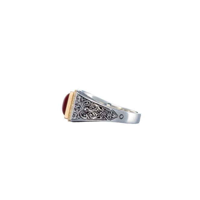 Classic ring in 18K Gold and Sterling silver with semi precious stone - Image 7