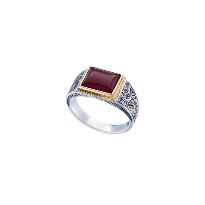 Classic ring in 18K Gold and Sterling silver with semi precious stone - Image 5