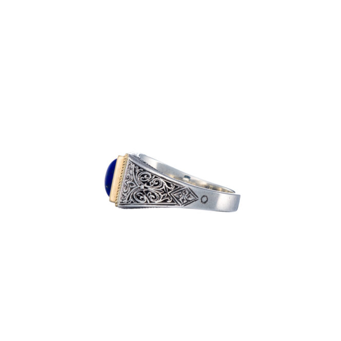 Classic ring in 18K Gold and Sterling silver with semi precious stone - Image 4