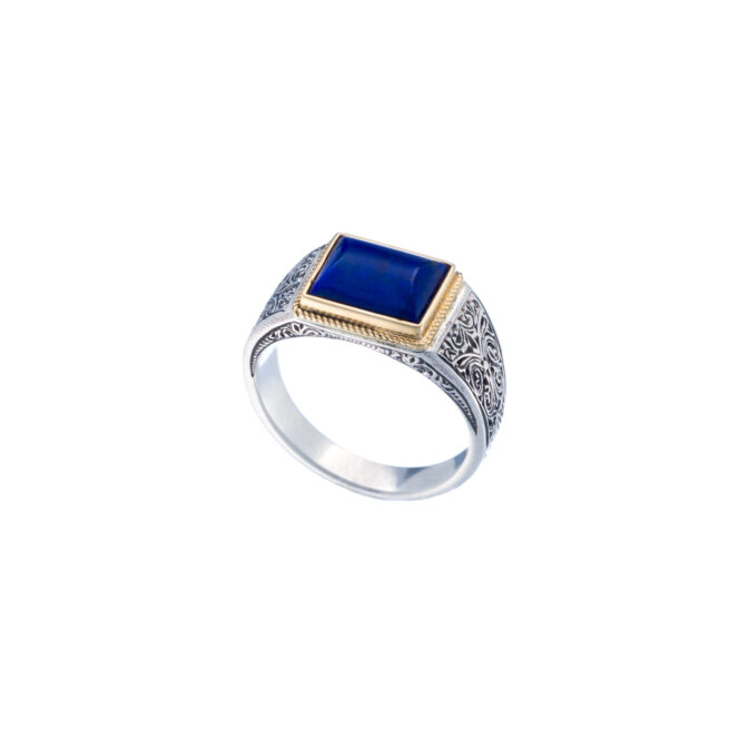Classic ring in 18K Gold and Sterling silver with semi precious stone - Image 2