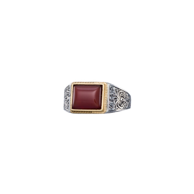 Classic ring in 18K Gold and Sterling silver with semi precious stone - Image 8