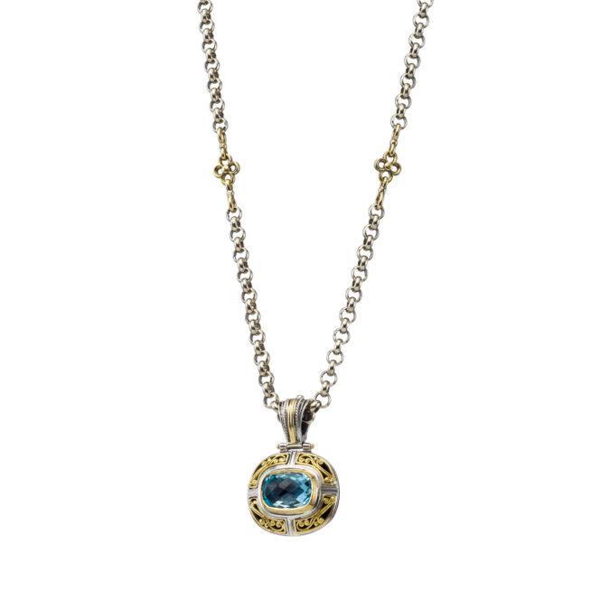 Byzantine pendant in 18K Gold and sterling silver with topaz - Image 3