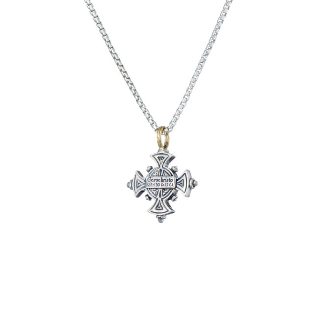 Cyclades cross in sterling silver with 18K Gold details and semi precious stone - Image 4