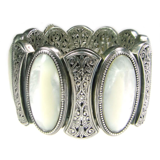Bracelet in sterling silver with mother of pearl - Image 4
