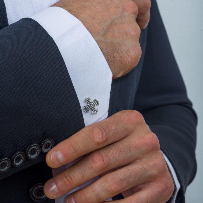 Byzantine cufflinks in sterling silver - Image 2