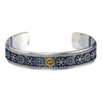 Byzantine symbol ΑΡΧΩ Bracelet in Sterling silver with 18K Gold details