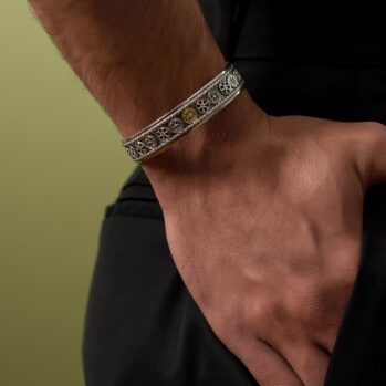 Byzantine symbol ΑΡΧΩ Bracelet in Sterling silver with 18K Gold details