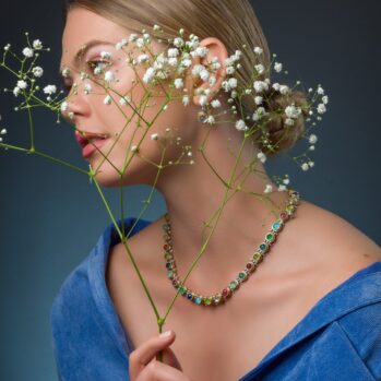 Iris necklace in Sterling silver with Gold plated parts