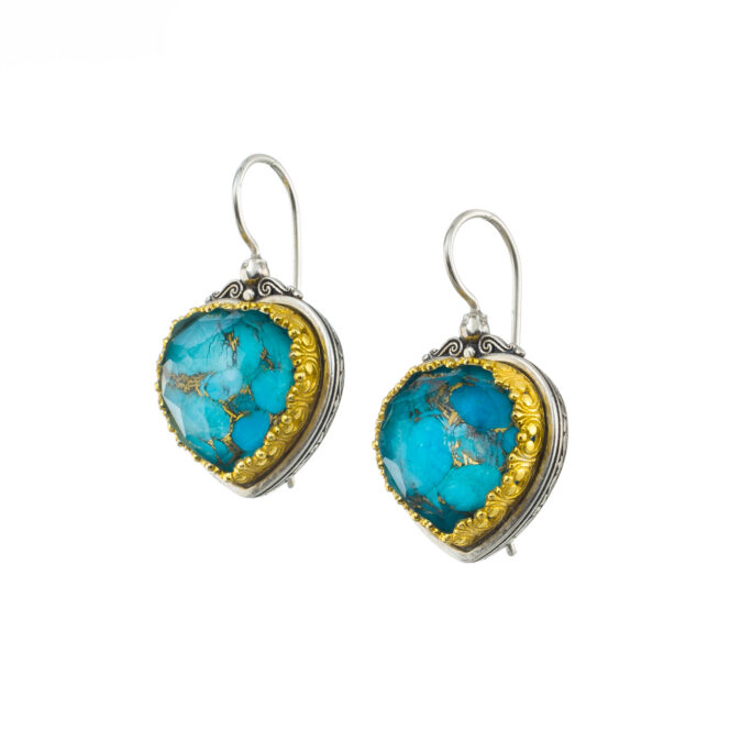 Iris Heart Earrings in Sterling Silver with Gold Plated Parts - Image 2