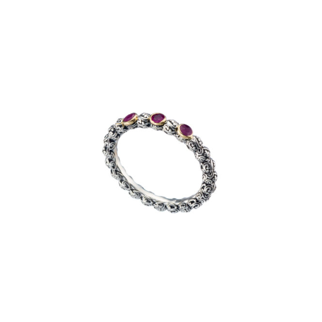 Eden's Garden Band Ring in Sterling Silver with Gold K18 and Gemstones - Image 3