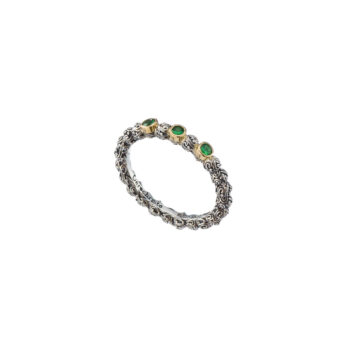 Eden's Garden Band Ring in Sterling Silver with Gold K18 and Gemstones