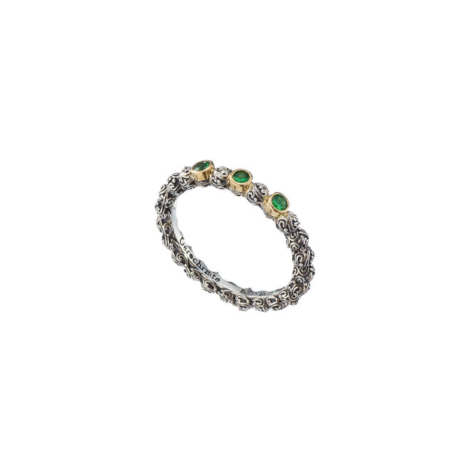 Eden's Garden Band Ring in Sterling Silver with Gold K18 and Gemstones