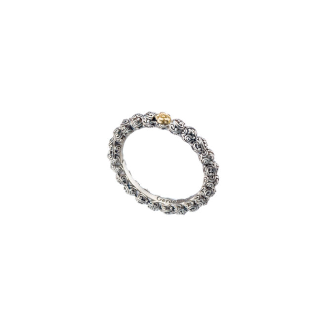 Eden's Garden Band Ring in Sterling Silver and details in 18K Gold