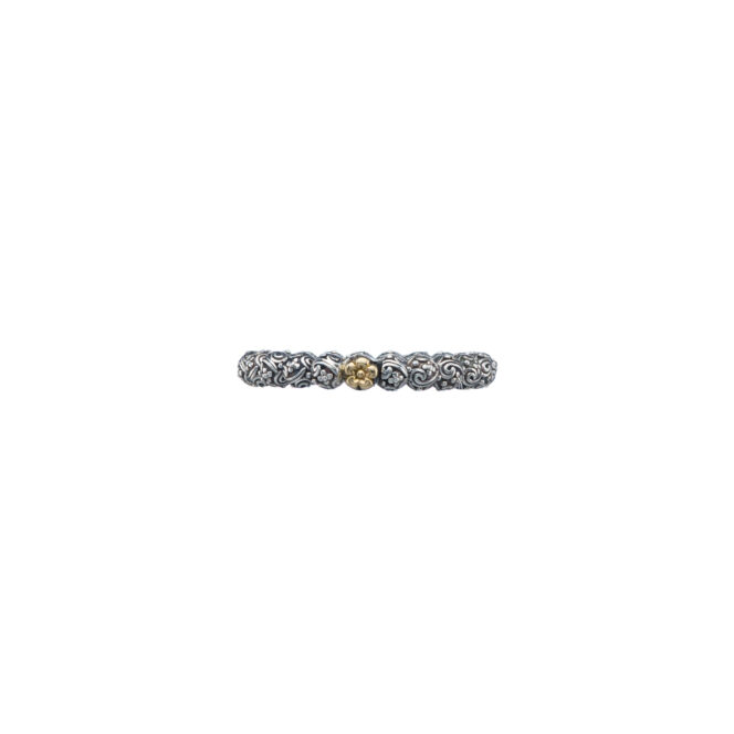 Eden's Garden Band Ring in Sterling Silver and details in 18K Gold - Image 2