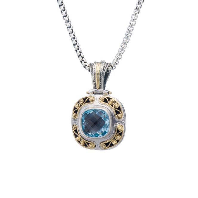 Byzantine pendant in 18K Gold and sterling silver with topaz - Image 2