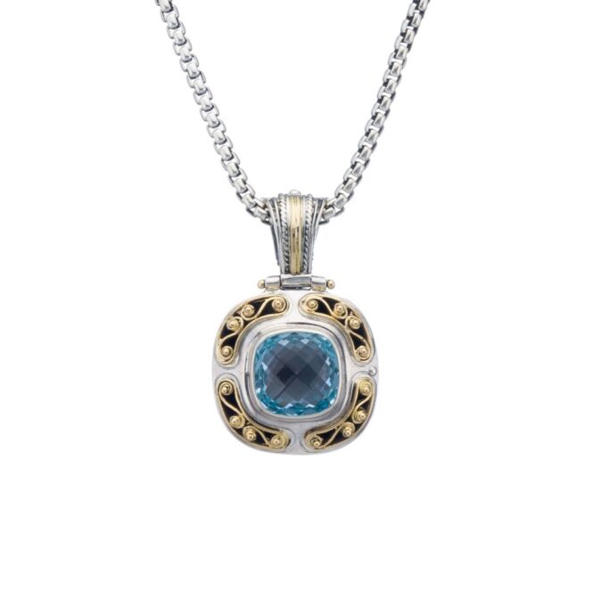 Byzantine pendant in 18K Gold and sterling silver with topaz