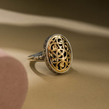 Garden Shadows Big oval Ring in 18K Gold and Sterling silver