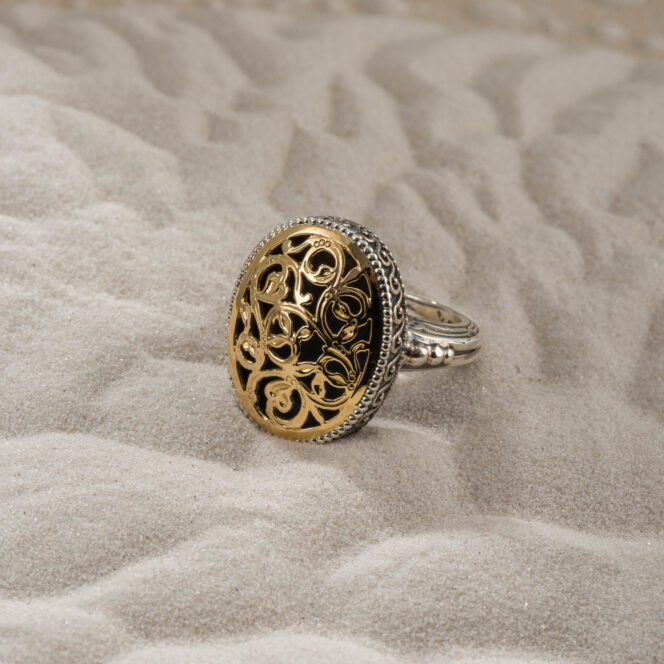 Garden Shadows Big oval Ring in 18K Gold and Sterling silver - Image 2