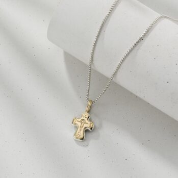 Tiny Byzantine cross in 18K Gold and Silver