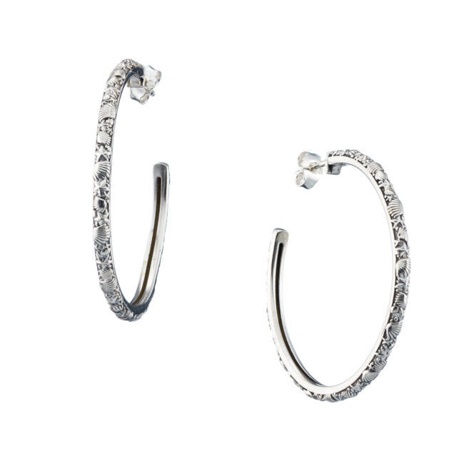 Hoops in Sterling silver with shells and starfish